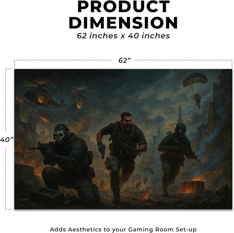 DreamController C. O. D. Warzonne Custom Rugs for Gamer Room (62x40inch)| Playroom Carpets Inspired by Games & C. O. D. Warzonne Decor for Gamers | Gamer Room Decor for Kids Teen Anti-Slip Gaming Mats - Image 2